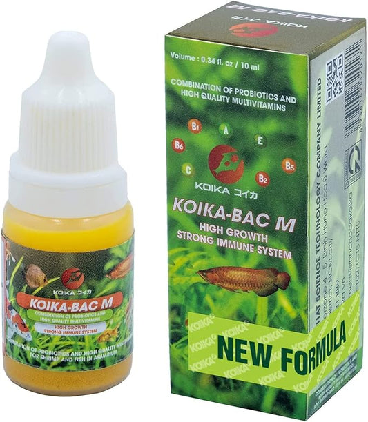 KOIKA BACM Natural Color Enhancement for Fish, Combination of Probiotic & Multi-Vitamins for Aquarium A, B6, B2, Pleasant Smell (BACM (New Formula), 10ml)