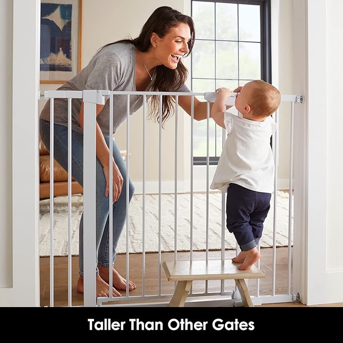 Cumbor 36" Extra Tall Baby Gate for Dogs and Kids with Wide 2-Way Door, 29.7"- 46" Width, and Auto Close Personal Safety for Babies and Pets, Fits Doorways, Stairs, and Entryways, White