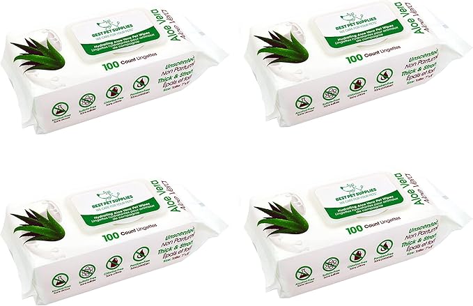 Best Pet Supplies Pet Wipes for Dogs - Dog Wipes Cleaning Deodorizing, for Coats, Ears, Paws - Hydrating, Aloe Vera, 400 Count.