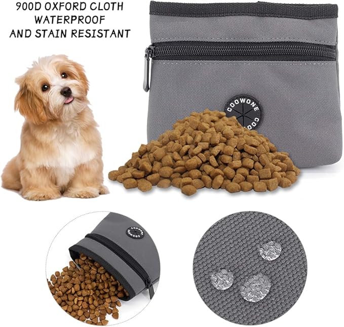 COOWONE Dog Treat Pouch with Pet Training Clicker, Detachable Dog Puppy Training Treat Bag, 900D Oxford Cloth Magnetic Closure Small Dog Poop Bag Holder for Travel or Outdoor Use