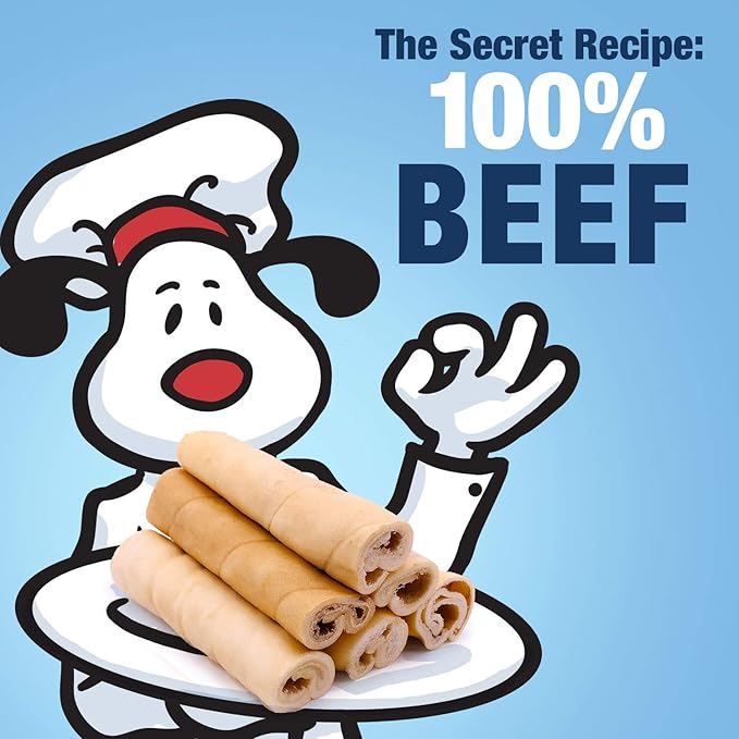 ValueBull Beef Cheek Rolls, Long Lasting Dog Chews, Jumbo 5-6 Inch, 50 Count Bulk Pack - Long Lasting Dog Chews, Rich in Collagen, Single Ingredient, Cleans Teeth