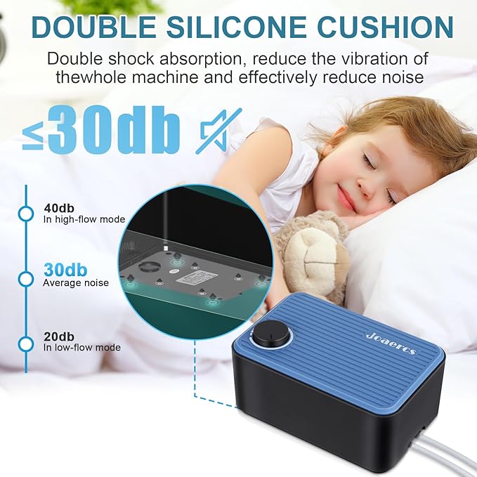 Aquarium Air Pump,Check Valves Prevent Backflow, Ultra-Quiet Fish Tank Bubbler, 5.5W Adjustable Airflow Rate Design, for Fish Tank 20 to 150 Gallons, Bonus Accessories