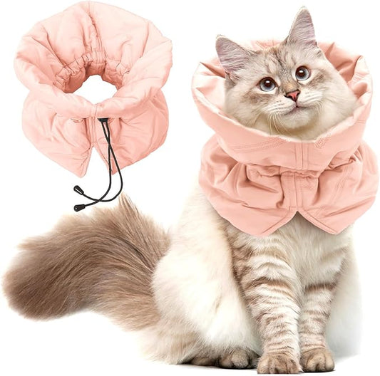 Cat Recovery Collar, Soft Adjustable Cat Cone Alternative, Lightweight Waterproof Fasteners Collars for Cats Kittens Puppies, After Surgery Stop Licking and Daily Use (Orange Pink, M(Neck7.9-13.8"))