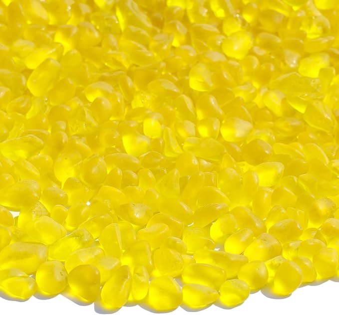 Sea Glass Stones - 2.9LB/46.4oz Yellow Frosted Glass Pebbles Gemstones - Perfect for Aquarium Rocks, Fish Tank Gravel, Vase Fillers, Seaglass DIY Crafts, and Home Decor