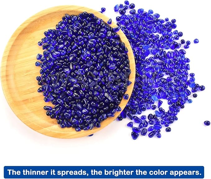 WAYBER Glass Stones, 1Lb/460g Irregular Sea Glass Pebbles Non-Toxic Artificial Gemstones for Gem Display/Vase Filler/Terrarium Flowerpot Aquarium Turtle Tank Decoration, Dark Blue