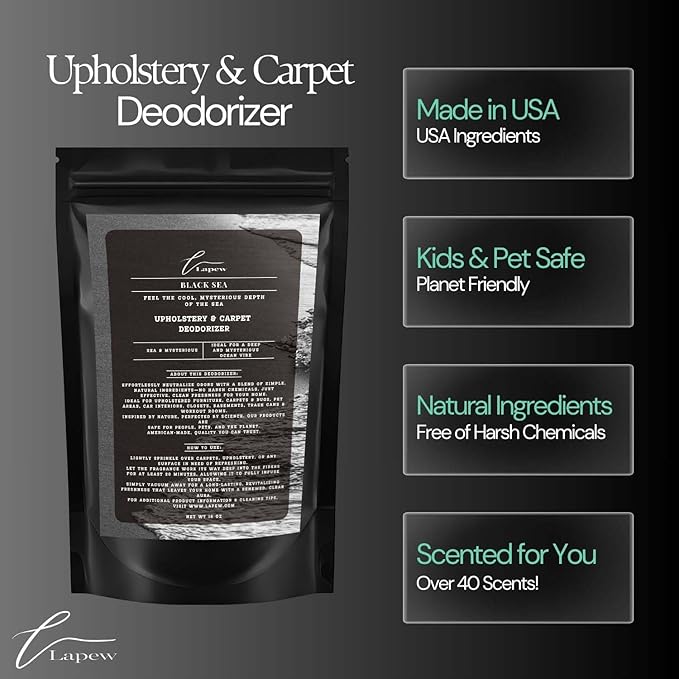 Black Sea Carpet Freshener Powder: Powerful Odor Eliminator for Home, Upholstery Deodorizer, Carpet Deodorizer, Pet Urine, Cat Litter Box - Black Sea Fragrance.