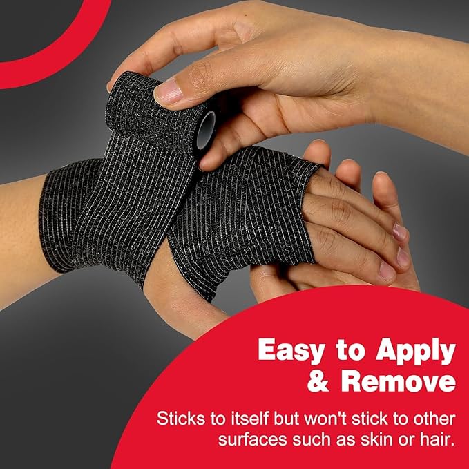 AZEN 120 Pack Self Adhesive Bandage Wrap Black, 2" X 5 Yards Black Athletic Tape, Vet Wrap, Ankle Tape, Cohesive Bandage Wrap