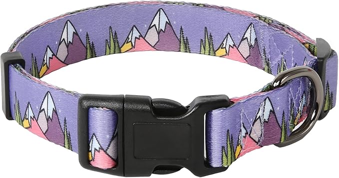 HEELE Dog Collar, Adjustable Soft Dog Collar for Small Medium Large Dogs,Floral Patterned Puppy Collars with Quick Release Buckle L Length 15.94''-25.59'