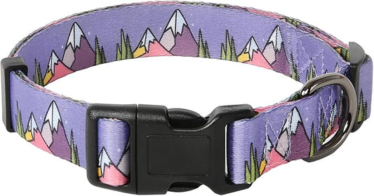 HEELE Dog Collar, Adjustable Soft Dog Collar for Small Medium Large Dogs,Floral Patterned Puppy Collars with Quick Release Buckle L Length 15.94''-25.59'