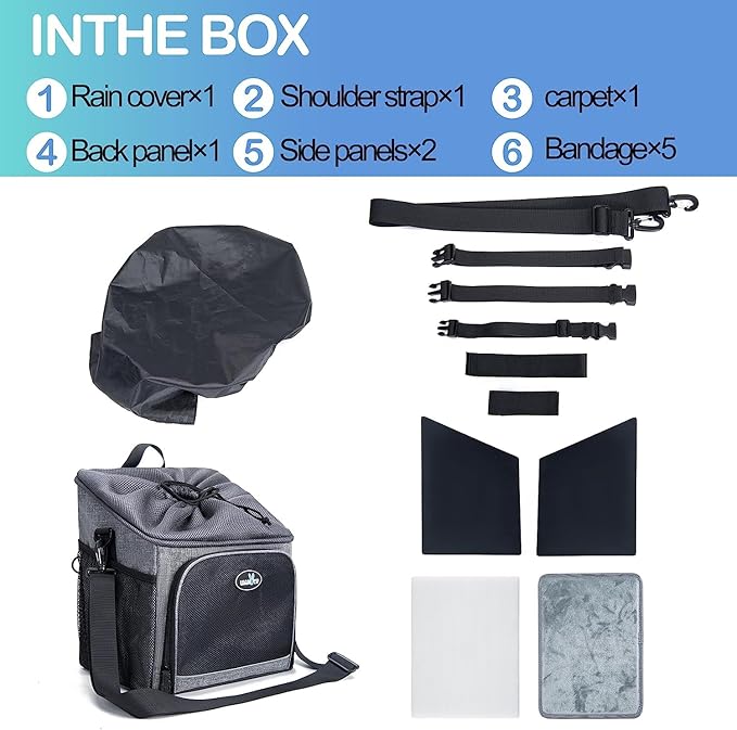 Dog Bike Basket Carrier, Pet Bicycle Front Carrier Backpack for Bike Riding Foldable Removable, Reflective Strips, 2 Side Storage Pockets, Pet Travel Bag for Cats Small Dogs