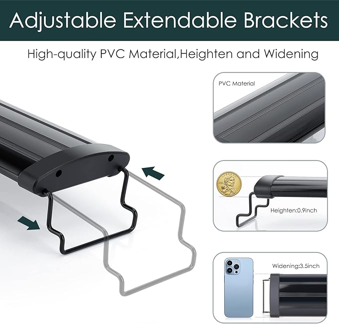 AQQA Aquarium Light,Full Spectrum LED Fish Tank Lights,12"-54" Adjustable Multi-Color White Blue Red Green LEDs with Extendable Brackets,14W-31W for Freshwater Plants (25W (32"-36"))