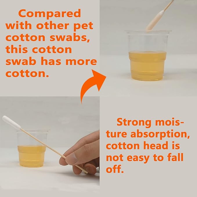 6 Inch Long Cotton Swabs of Medium and Large Pets Ears Cleaning or Makeup 400pcs