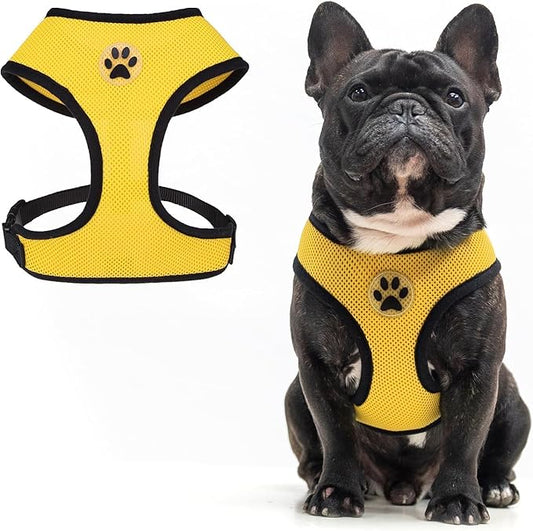 BINGPET No Pull Dog Harness,Soft Mesh Breathable All Weather Vest Harness,Safety Protection Design Durable Adjustable Step-in Easy Walk Dog Harness for Small Medium Large Dogs(Yellow,M)