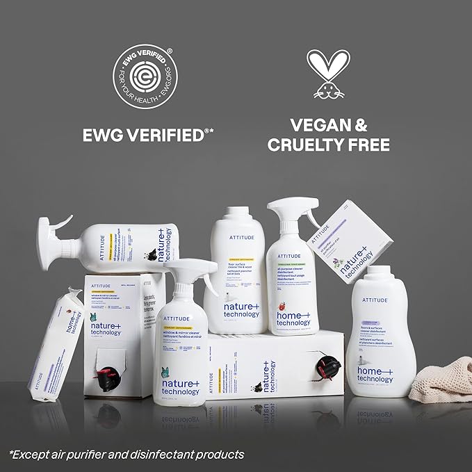 ATTITUDE All Purpose Cleaner Spray, EWG Verified, Vegan, Made with 94% Plant-Based Ingredients, Streak-Free for Kitchen, Bathroom, Glass & More, Citrus Zest, 27.1 Fl Oz (Pack of 3)