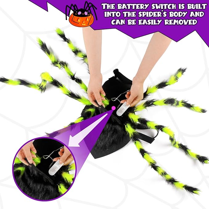 OurWarm Dog Halloween Costumes for Pet 64 LED Furry Large Dog Spider Costume Funny Pet Costumes for Medium Big Dogs Halloween Party Decor Puppy Pets Outfits Cosplay