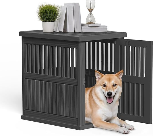 Dog House - Resin Outdoor Dog Kennel with Ventilated Design, Waterproof Dog Bed Shelter for Backyard, Garden & Patio
