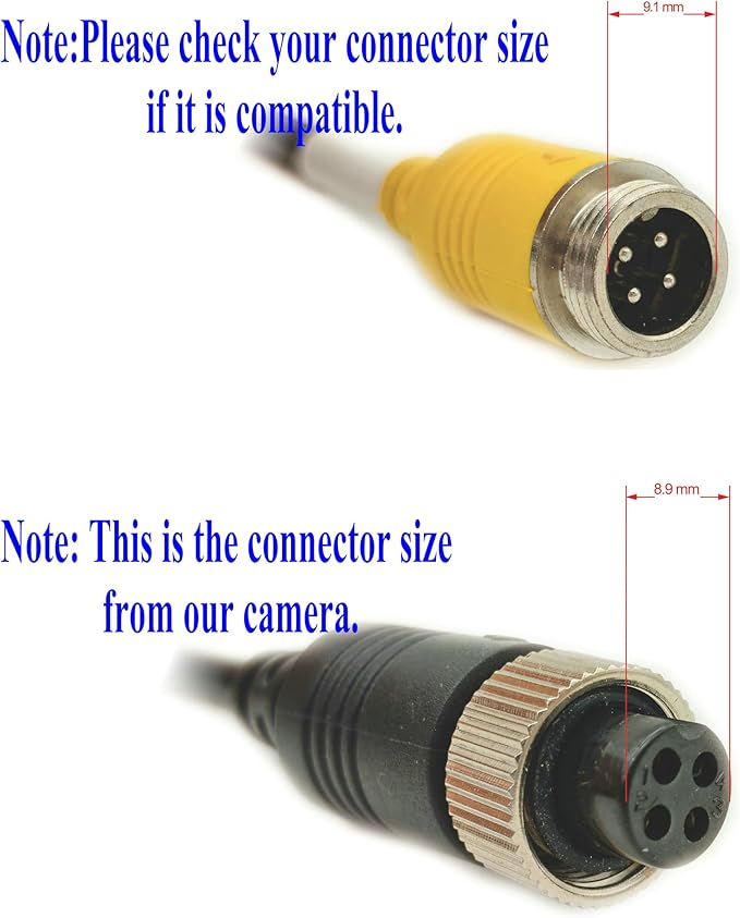 Bus Truck Vehicle Backup Cameras Wide View Angle cab cam Rearview Reverse Waterproof Night Vision 4 PIN Cam for Travel Trailer/Pickup/Van/RV Camper/Motor Home (12V,package not include extension cable)