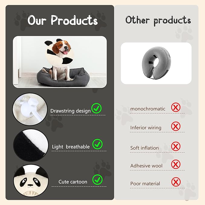 Adjustable Cat Collar Soft to Stop Licking After Surgery for Kitten, Alternative to Cone of Shame, Donut Cone for Cats, Pet Elizabethan Collar (Panda, Medium)