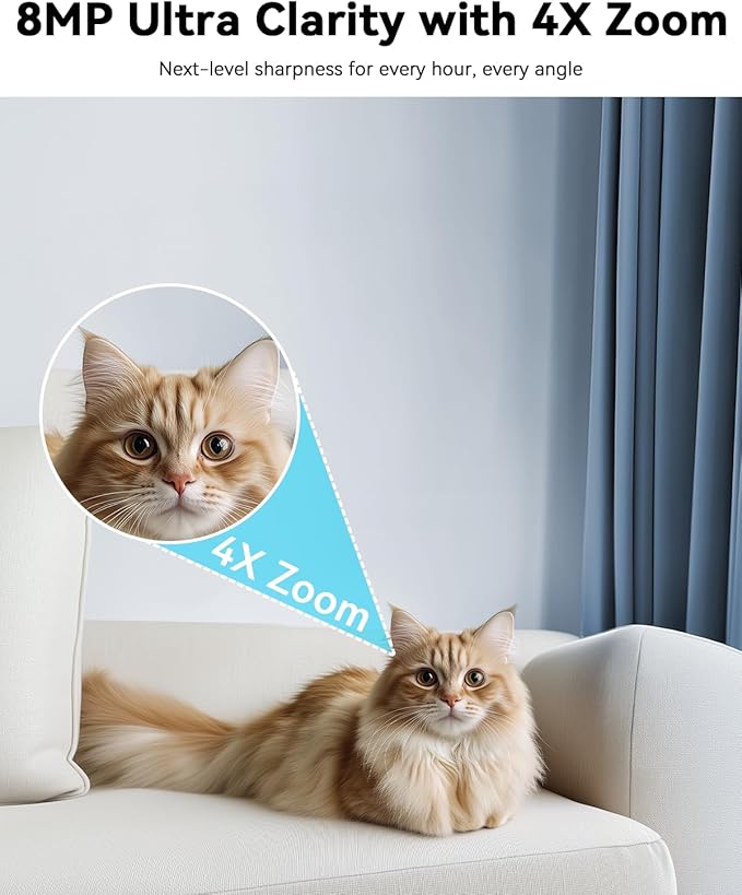 blurams Pet Camera 4K, 8MP Indoor Cameras for Home Security with One-Touch Call, Color Night Vision, Motion Tracking, 5GHz/2.4GHz Wi-Fi, Cloud & SD Card Storage, Wi-Fi 6