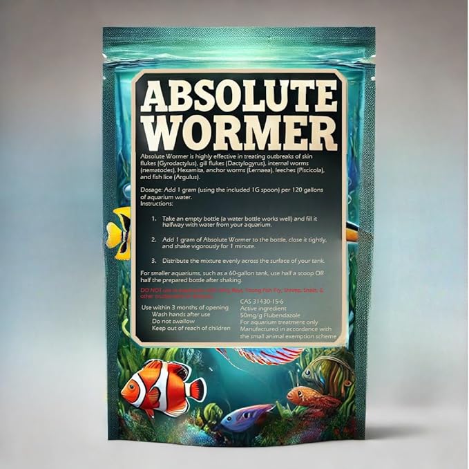 Plus - Freshwater and Saltwater Aquarium Powder Treatment. for Aquariums with Worms and Flukes. (40G - Treats 4800 GALLONS)
