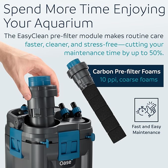 OASE BioMaster 2 Thermo 350 Canister Filter for Aquariums – External Aquarium Filter with Built-in Heater – EasyClean Pre-Filter, Quiet Operation – Freshwater & Saltwater, Up to 90 Gallons