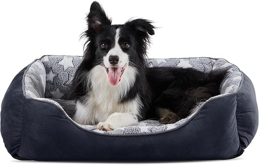 GASUR Rectangle Dog Bed for Large Dogs - Orthopedic, Durable and Anti-Slip. Cozy and Soft, Perfect for Sleeping. Warming Effect for Puppies. (M (30"x24"x9"), Black)