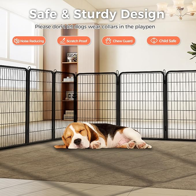 32 Inch Dog Playpen - 16 Panels Metal Pet Exercise Pen for Small-Medium Dogs, Indoor/Outdoor Dog Fence for Yard, Garden, Camping & RV Travel