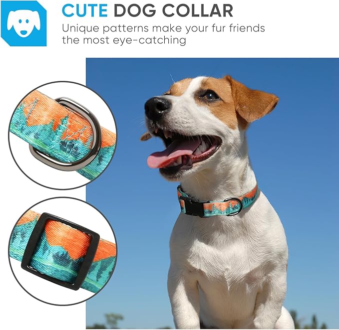 HEELE Dog Collar, Adjustable Soft Dog Collar for Small Medium Large Dogs,Floral Patterned Puppy Collars with Quick Release Buckle XS Length 8.5''-11''