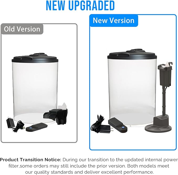 Koller Products 3-Gallon 360 Aquarium with LED Lighting (7 Color Choices) and Power Filter, Ideal for a Variety of Tropical Fish,Crystal-Clear Clarity,AP360A-3FFP