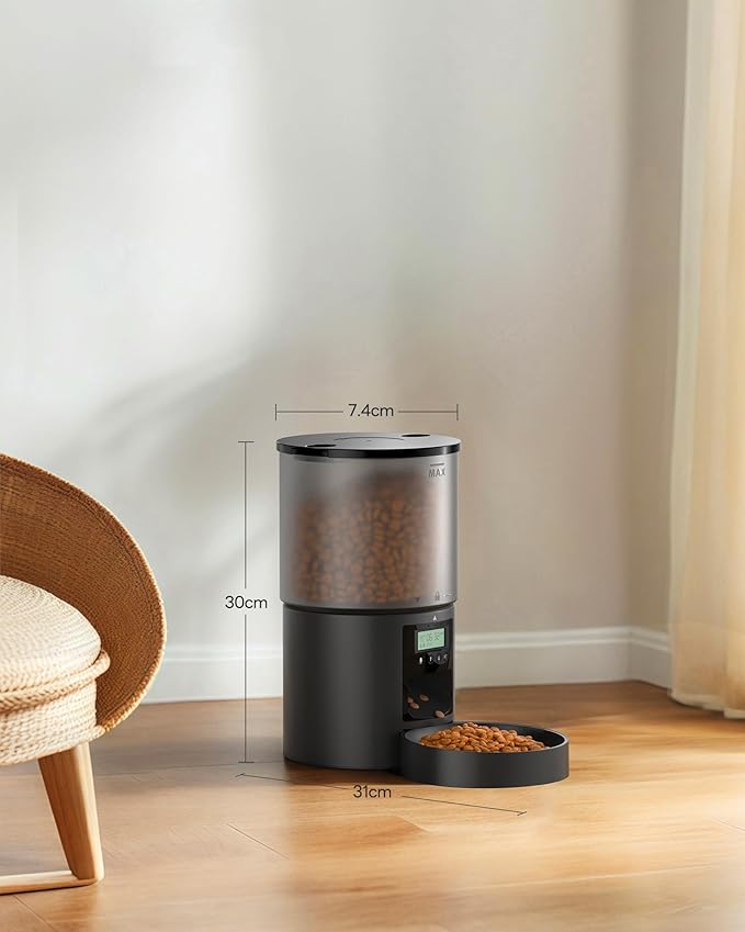 Automatic Cat Feeder Food Dispenser: 4L Timed Small Dog Dry Food Dispenser with 10s Voice - Distributeur Nourriture Chat Hund Programmable - Auto Pet Feeder with 1-6 Meals Per Day