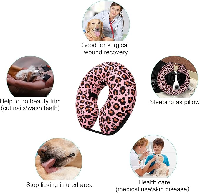 CuteBone Inflatable Soft Dog Cone with Removable Fleece Covers for Small/Medium/Large Dogs and Cats After Surgery GWB10S