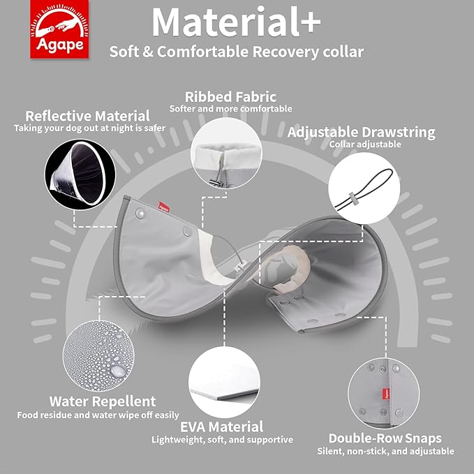 Agape Soft Cone for Cats & Small Dogs, Comfy Pet Cone to Stop Licking, Adjustable Cat E Collar Alternative After Surgery, Protective Elizabethan Collar for Pup & Kitty, Water Repellent Recovery Cone