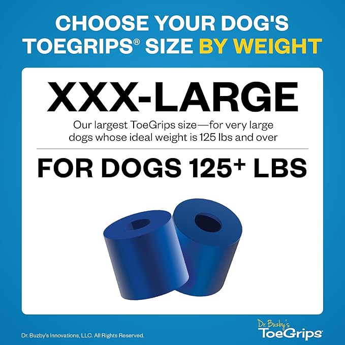 Dr Buzby's XXXLarge ToeGrips for Dogs - Instant Traction on Wood/Hardwood Floors - Anti Slip Relief - Grippers for Senior Dogs - Stop Sliding Instantly - Rubber Nails for Paws - 1 Pack (20 Grips)