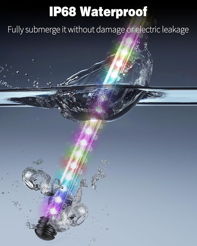 Pawfly 4.2 W Aquarium LED Light 15.2 Inch Underwater Fish Tank Light with Timer Auto On/Off Fish Tank Background Light with 8 Lighting Modes Submersible Multi-Colored Tube Light for Decoration