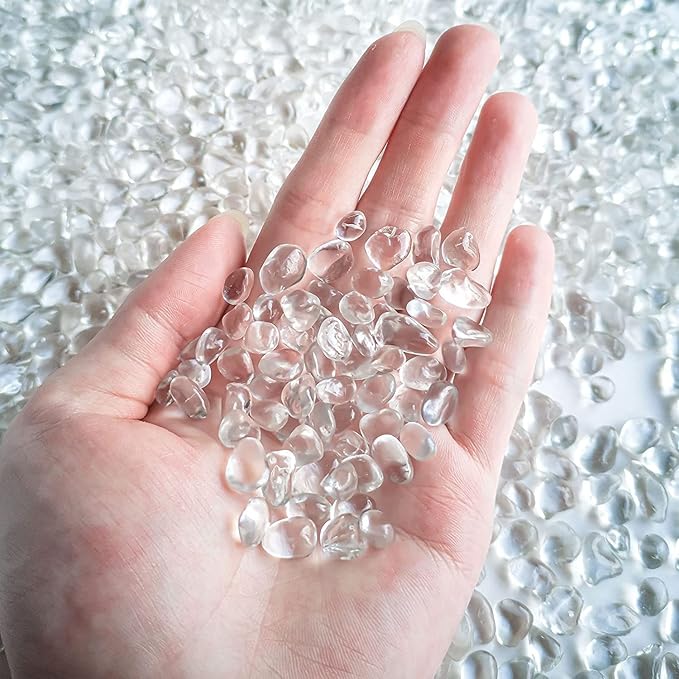 Keedolla 3 LB Clear Gravel for Fish Tank, Sea Glass Pebbles Marbles Pebbles Gravel Rocks Crystal Gemstones for Aquarium|Fish Turtle Tank|Vase Filler|Flowerpot Decoration