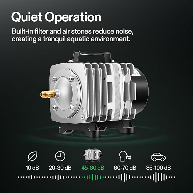 VIVOSUN Air Pump Kit, with 40 W 1110 GPH Commercial Air Pump, 8-Way Splitter, 2 Pcs Air Stones, 25 ft Air Tubing, 2 Pcs Check Valves, for Aquarium, Fish Tank & Hydroponics