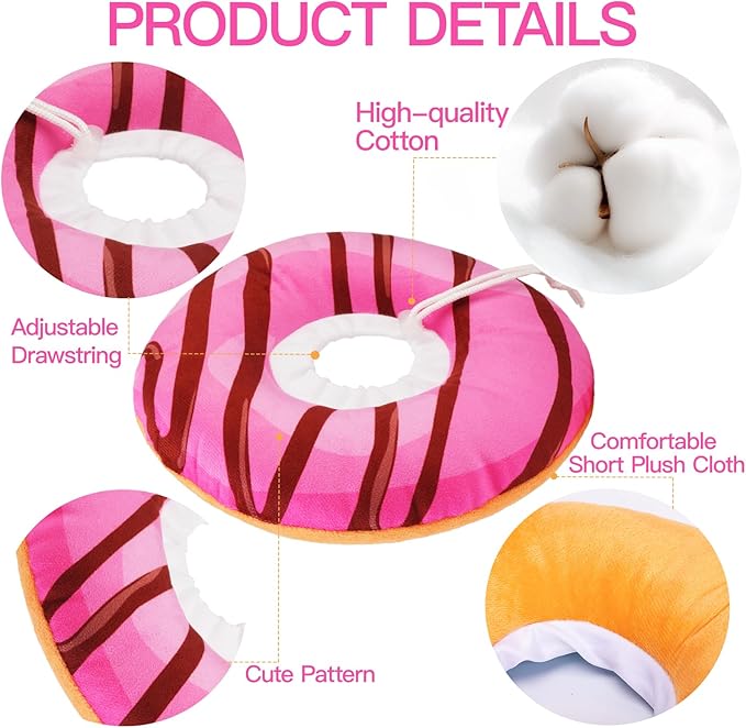 Cat Cone Collar Soft, Cute Cat Donut Collar After Surgery, Adjustable Kitten Recovery Cones to Stop Licking, Lightweight Neck Elizabethan Collars for Cats Kittens (Chocolate Pink, Large)