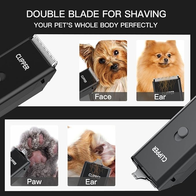 Dog Cat Home Hair Waterproof Clipper Portable Electric USB Rechargeable Pet Grooming Tools Low Noise Shaver Cordless Trimmer for Small and Large Pets
