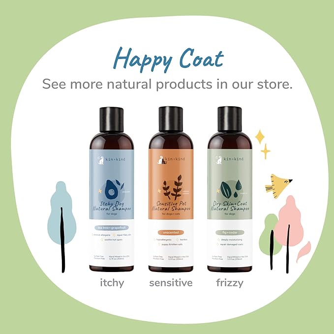 kin+kind Dog Shampoo - Deep Clean, Dirt & Odor Remover w/Activated Charcoal for Dogs, Gentle Formula w/Natural Aloe, Olive Oil & Coconut Oil, Pet Hair Care & Grooming Products, Patchouli, 12 fl oz