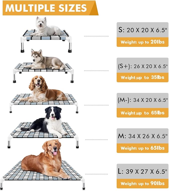 Elevated Outdoor Raised Dog Bed Outdoor Dogs Bed Lifted Pet Bed Dog Cot for Medium Pet Taste Life, Start with A Pet Bed 34'' x 20'' x 6.5''