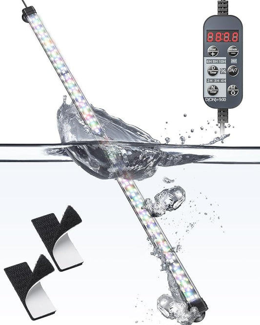 Pawfly 14W Aquarium LED Light 28 Inch 24/7 Fish Tank with Full Spectrum Brilliant White Blue Red Green Lights Multi-Colored LEDs with D/N Mode Single Color Effect Timer and Adjustable Brightness