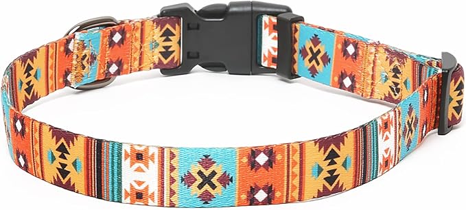 HEELE Dog Collar, Adjustable Soft Dog Collar for Small Medium Large Dogs,Floral Patterned Puppy Collars with Quick Release Buckle M Length 13.39''-20.87''