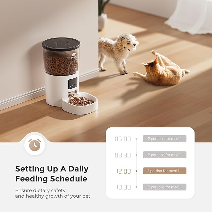 Automatic Cat Feeder - 3L Pet Dry Food Dispenser with Timed Programmable Portion Control, Dual Power Backup, Easy Set Up, 10 Meals Per Day for Cats and Puppies（Remote Not Supported）