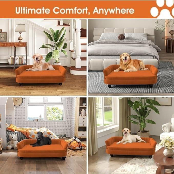 Dog Couch Sofa Bed, Comfortable Pet Sofa for Large and Medium Dogs, Soft Velvet Cushion, Durable Dog Furniture for Living Room