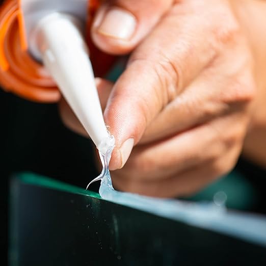 Aquarium Silicone Sealant Clear (2x10.5 floz) 100% Silicone, Waterproof Aquarium Safe, Non-Toxic Fish Tank Glue, Solvent Free, Rapid Curing, Strong Adhesion, Transparent, 2 Pack