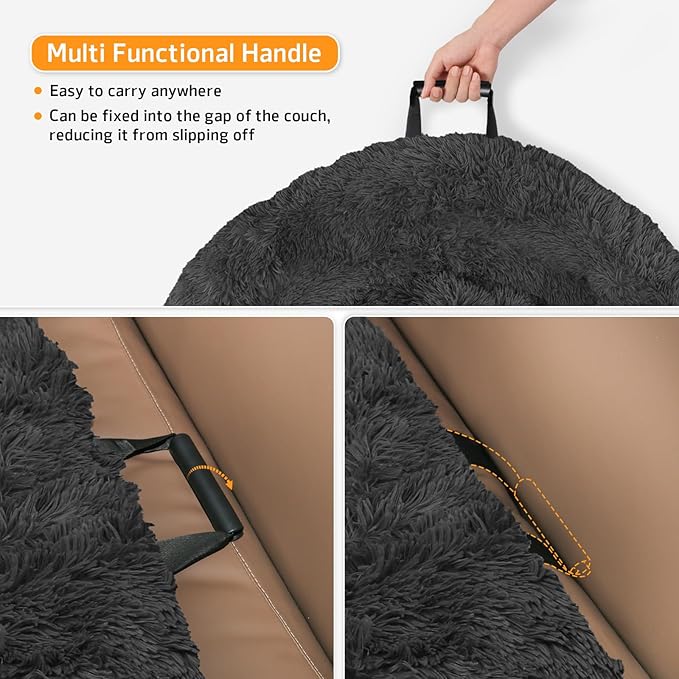 Calming Dog Bed Fluffy Plush Dog Mat for Furniture Protector with Removable Washable Cover for Large Medium Small Dogs and Cats (XS(31“x23.5”x5“), Dark Grey)