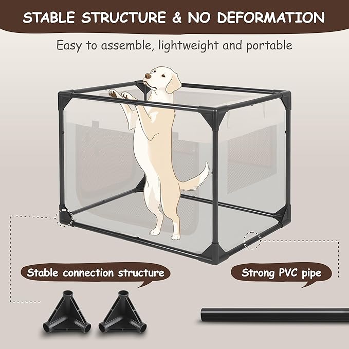 Dog Crate - Soft Pet Kennel for Dogs/Cats, 3-Door Breathable Travel Cage with Mesh Window, Portable Dog Kennel for Indoor & Outdoor, Blue-L