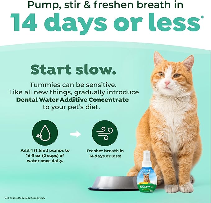 TropiClean Fresh Breath Drops for Cats Travel Size | Cat Mouthwash | Water Additive For Cats | Kitten Bad Breath Water Additive | Made in the USA | 2.2 oz.  