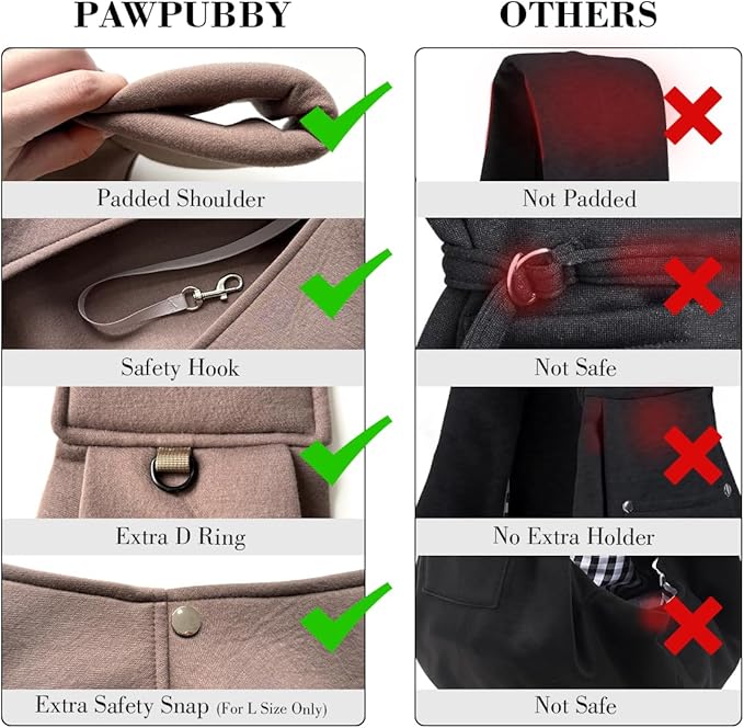 Dog & Cat Carrier Sling, Adjustable Soft Padded Shoulder Puppy Carrier, Hands-Free Dog Carrier Bag with Double Safety Buckles Premium Material for Outdoor Travel （Caramel, M）