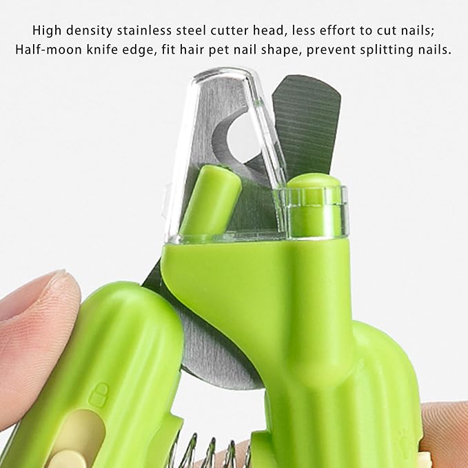Cactus Shaped Cat Nail Clippers - Durable, Ergonomic Pet Grooming Tool for Cats & Kittens - Safe, Sharp, and Comfortable Claw Trimmer(Green)
